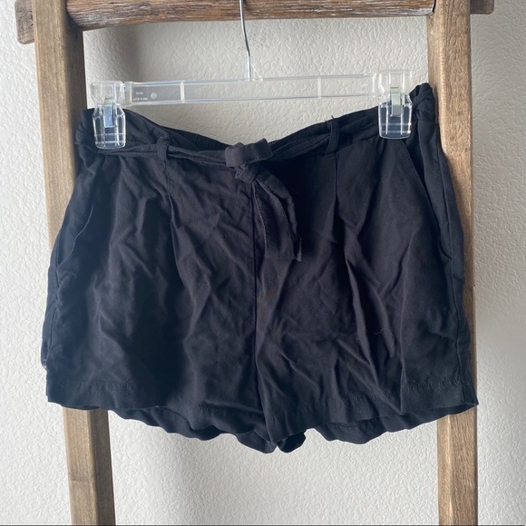 Ambiance Pants - Ambiance Apparel - black fabric shorts with tie